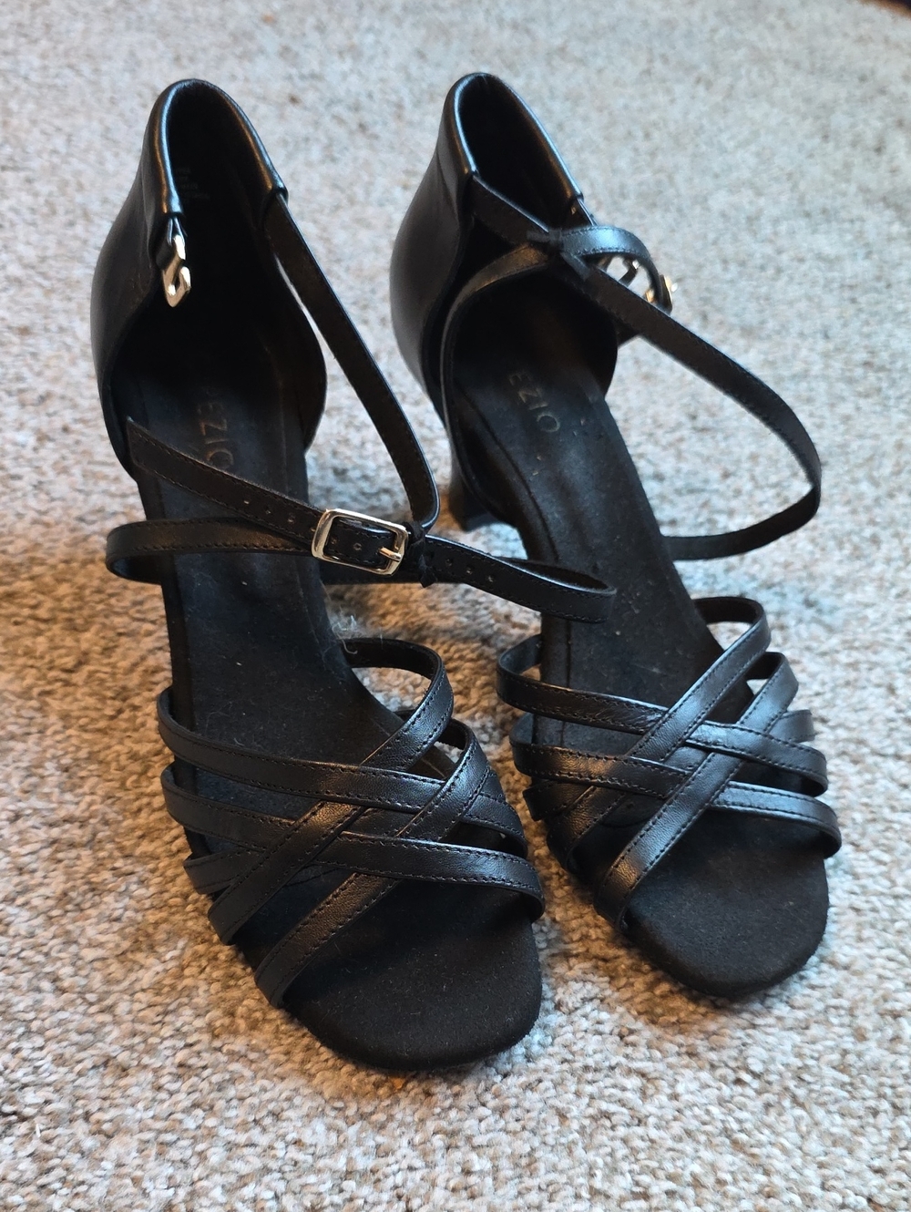 Capezio Black Strappy Ankle-Heel Sandals